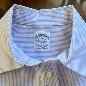 Brooks Brothers Women's Blue and Purple Pinstripe Dress Blouse